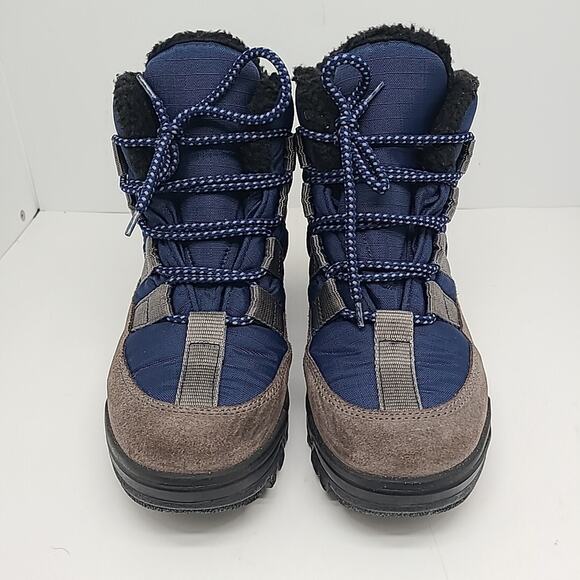 L.L. Bean Winter Snow Boots Leather Lace Up Blue Gray Brown Warm Size 8 Women’s - Picture 2 of 9